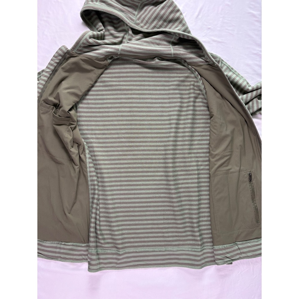 Lululemon Rival Hoodie Mens XL?Green Striped Bold Full Zip Casual Coastal Active - Picture 5 of 8